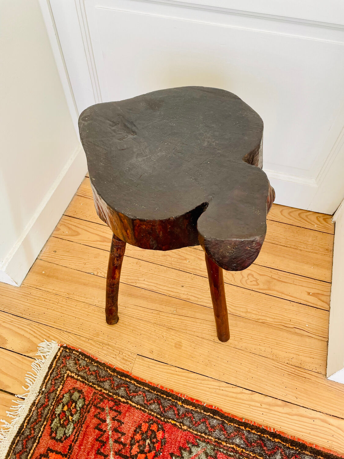Rough wood tripod stool ethnic style