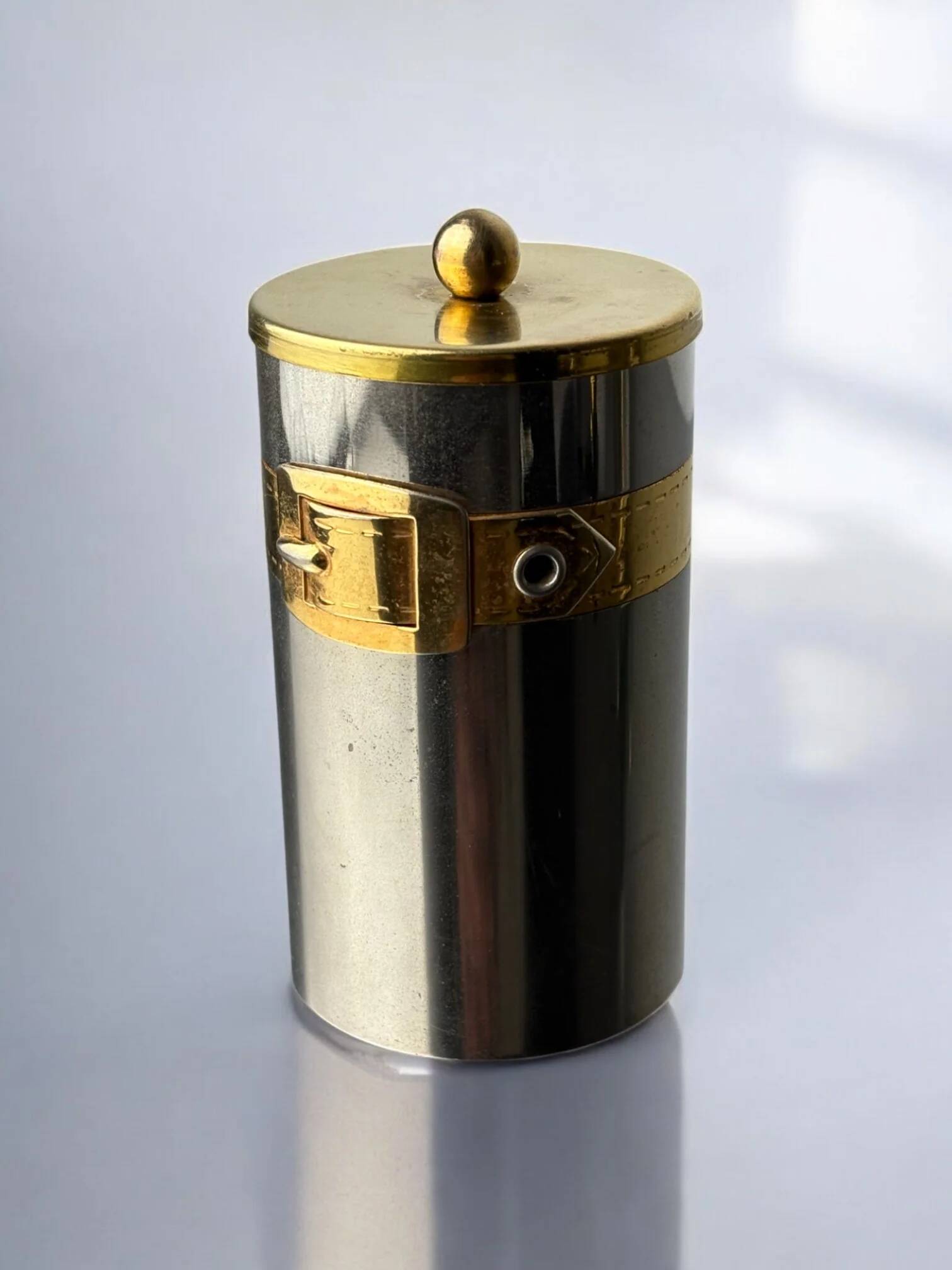 Maria Pergay's style belt buckle cigarette box, France, 1970s