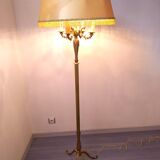 Floor lamp gilded bronze tripod 4 fires