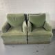 Pair of green velvet club armchairs