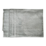 Old embroidered table centre Grey Green 55x111 cm