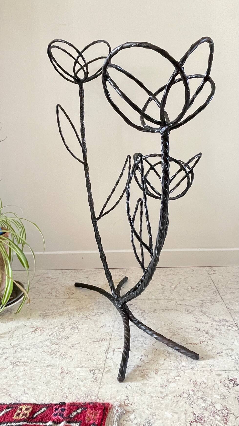 Vintage curved steel plant shelf