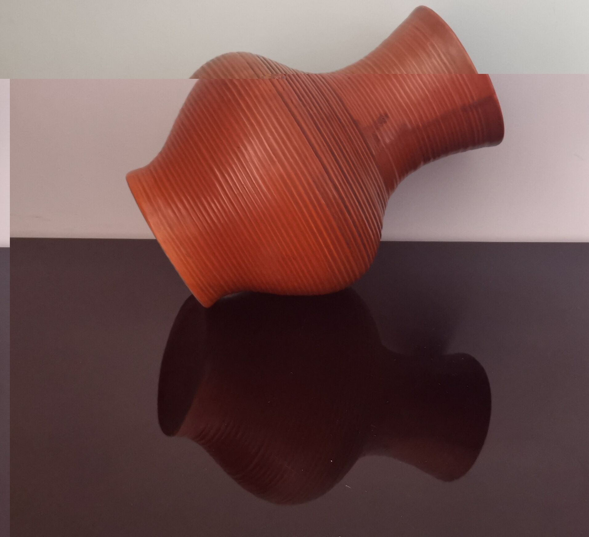 Vase art déco en céramique terra cotta signée, made in France 30s