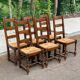 6 solid wood and straw chairs with high farmhouse-style backs