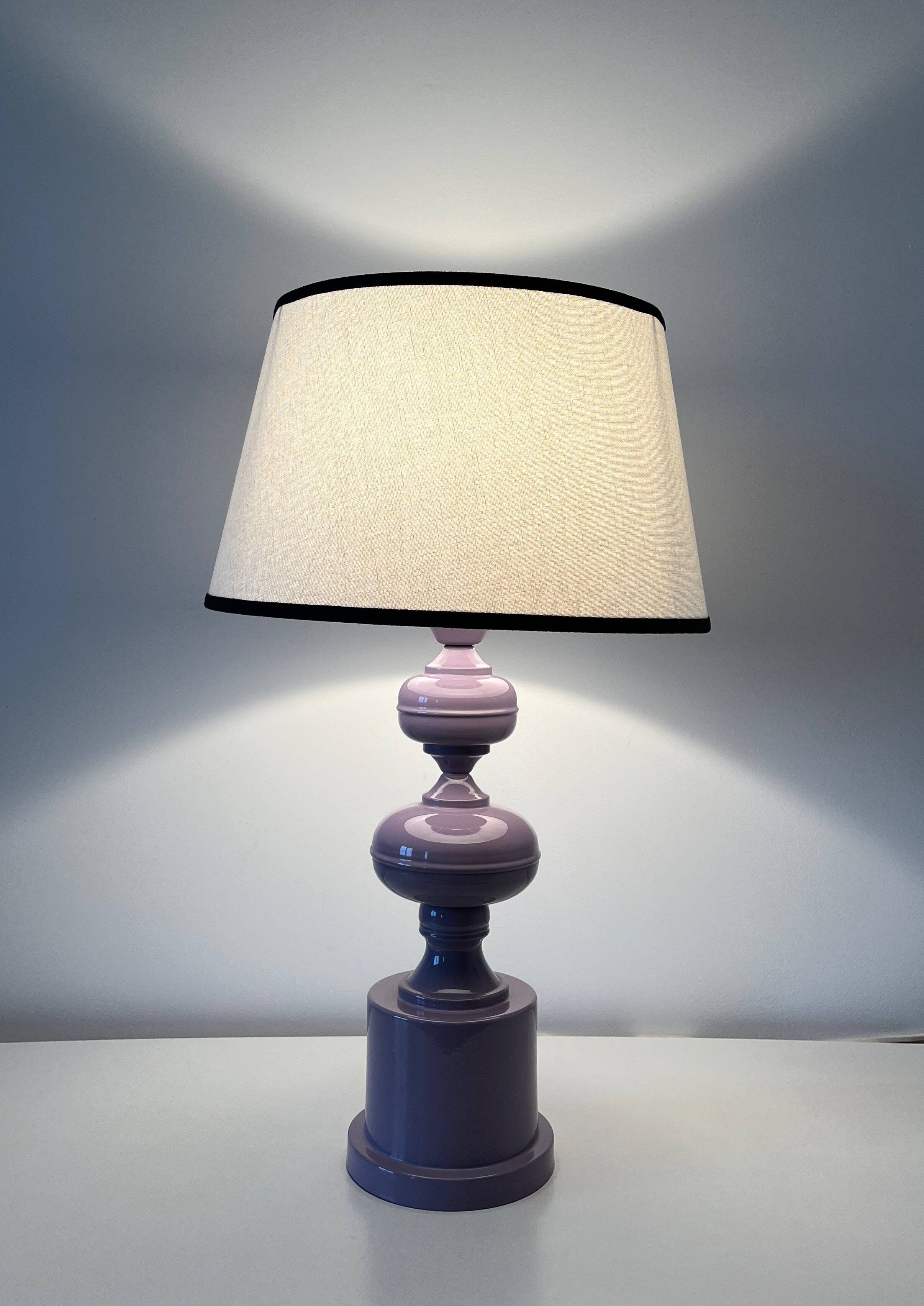 Vintage purple lacquered metal lamp from the 1970s
