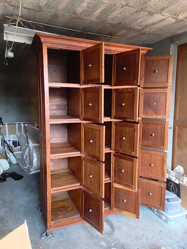 Indian teak wardrobe with 15 doors