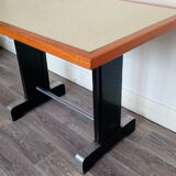 Ancienne table de bistrot vintage - 4 places - barre repose pieds