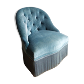 Fauteuil crapaud en velours bleu clair