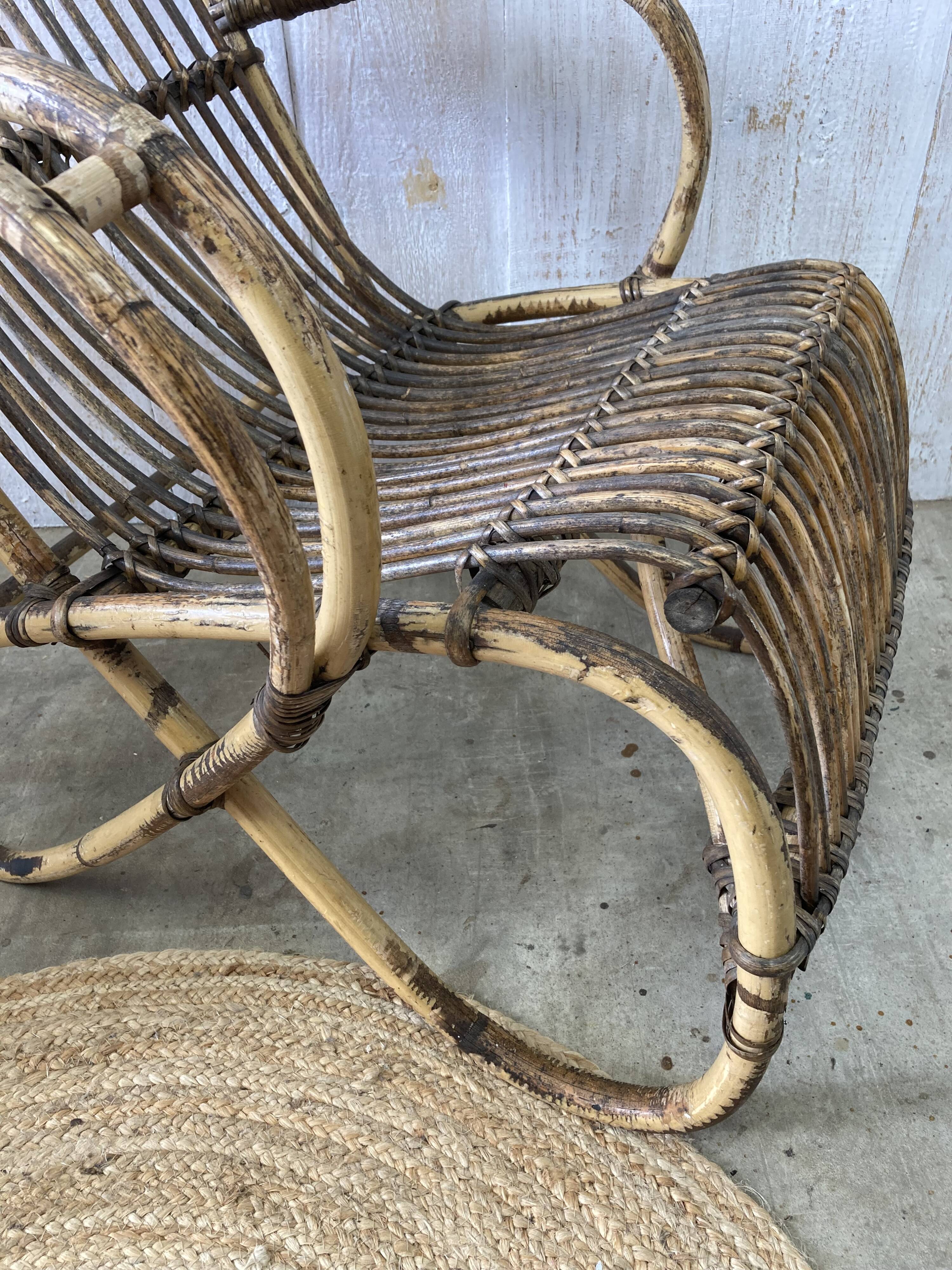 Pair of vintage rattan armchairs