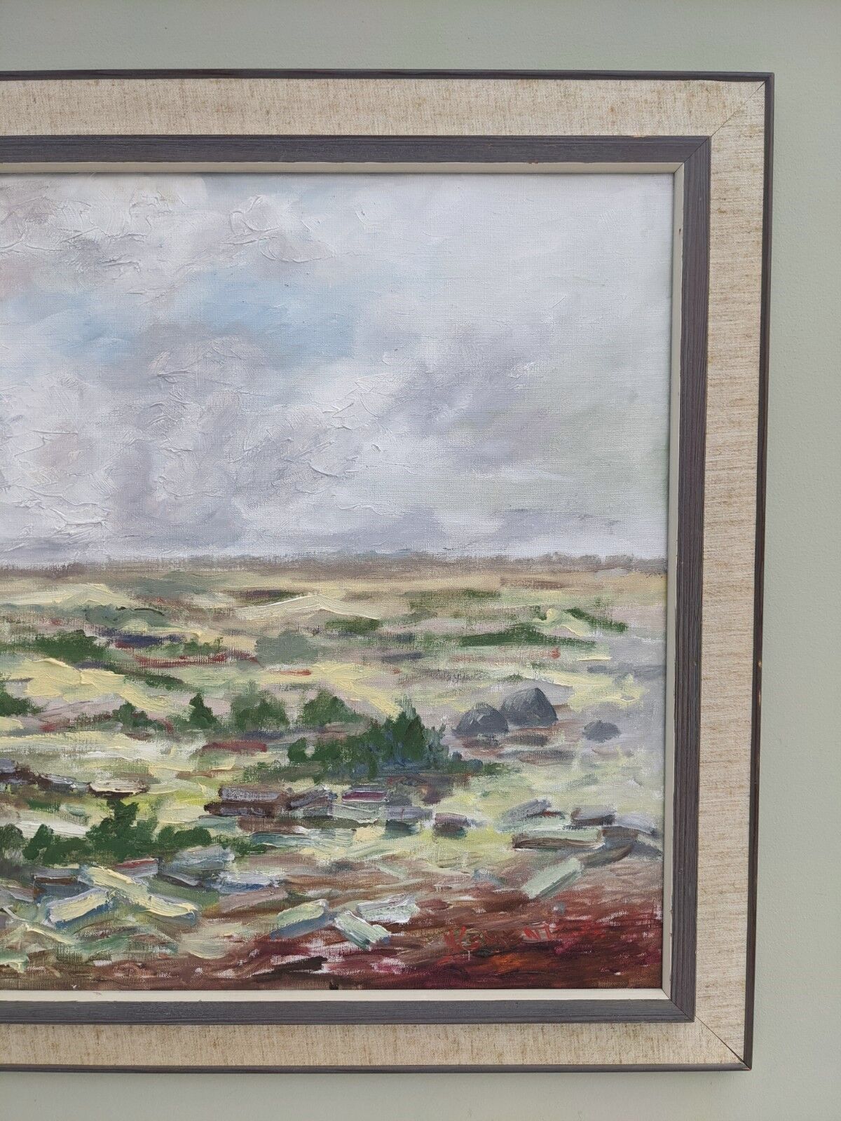'Grasslands' - Vintage Mid Century Swedish Framed Oil Painting