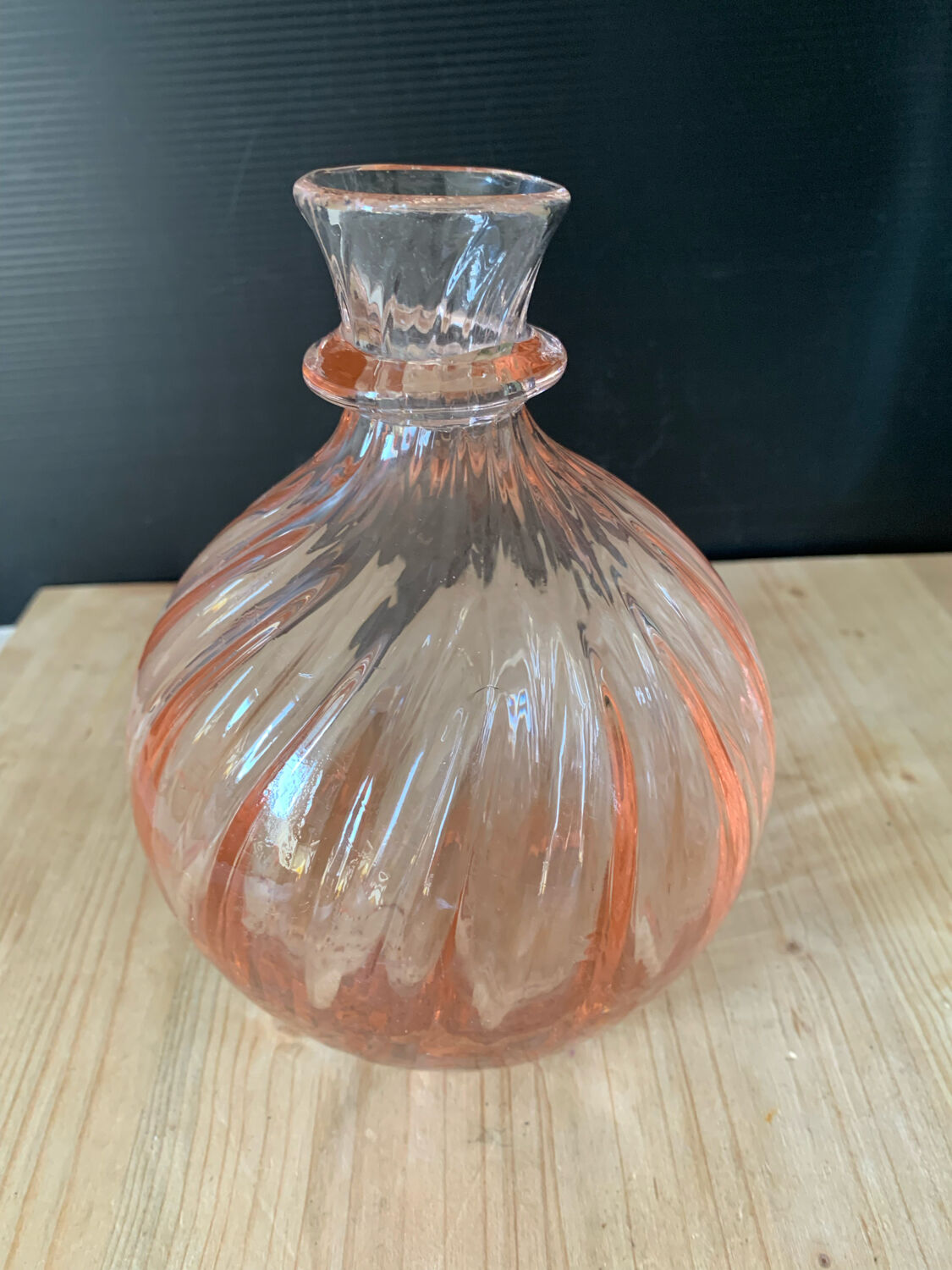 Pink glass decanter