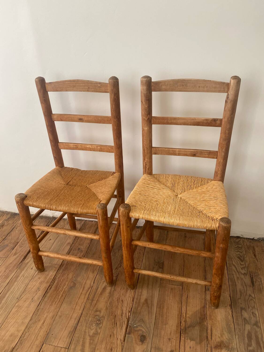 Lot de 6 chaises en orne et paille