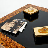 Olive wood marquetry coffee table by Sandro Petti 1970