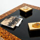 Table basse marqueterie de bois d’olivier par Sandro Petti 1970