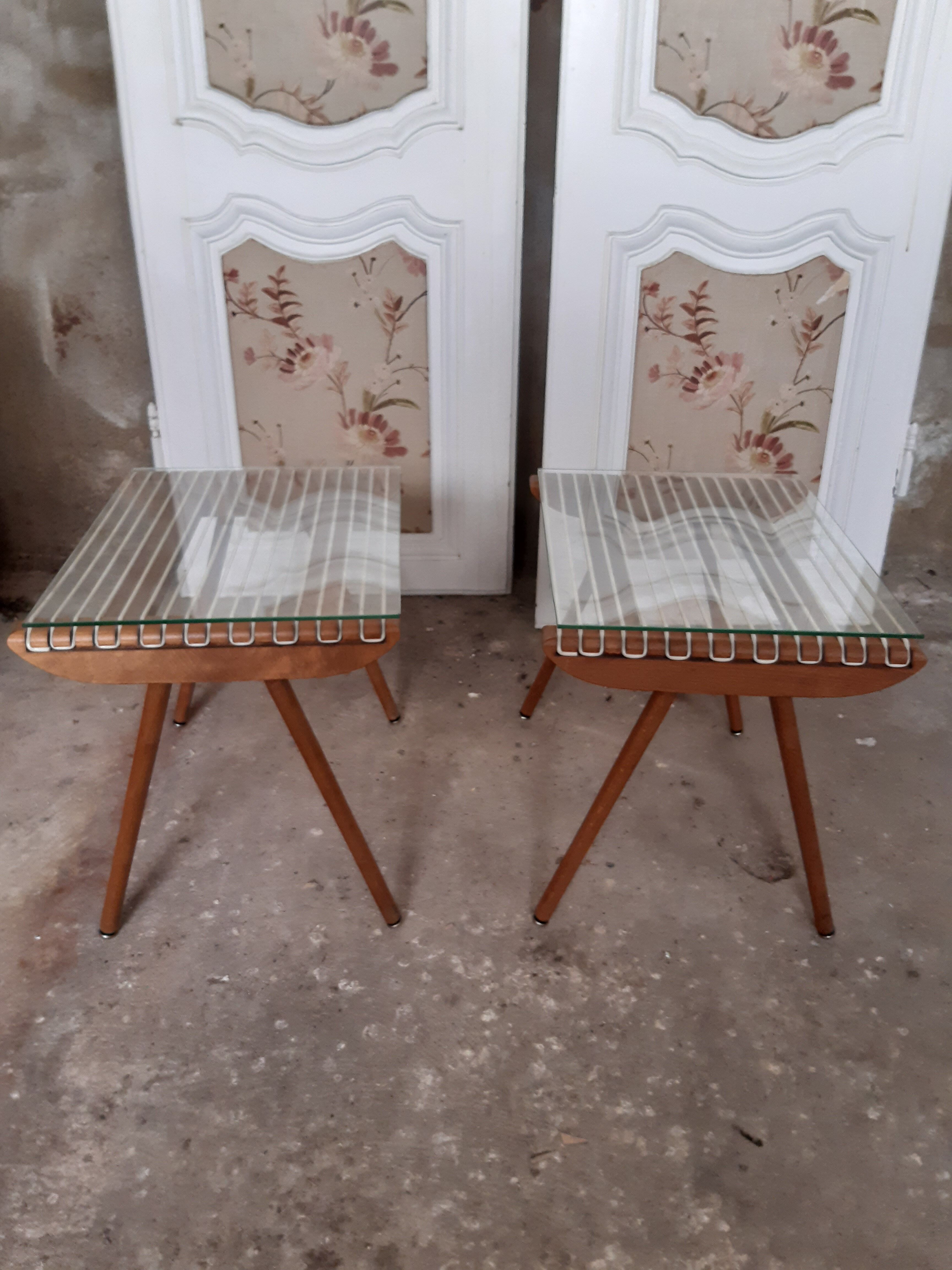 Ottoman duo Georges Tigien teak