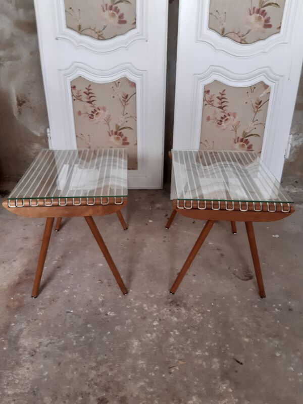 Duo de bouts de canapé Georges Tigien teck