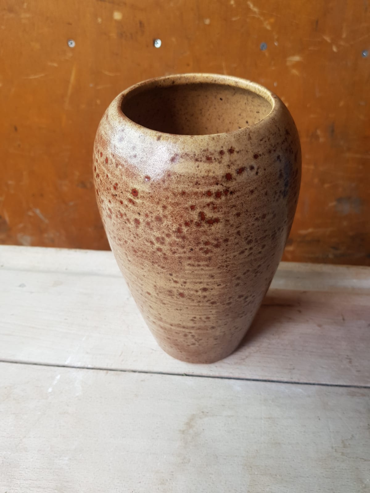 Former ceramic vase marron beige vintage 70s