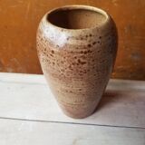 Former ceramic vase marron beige vintage 70s