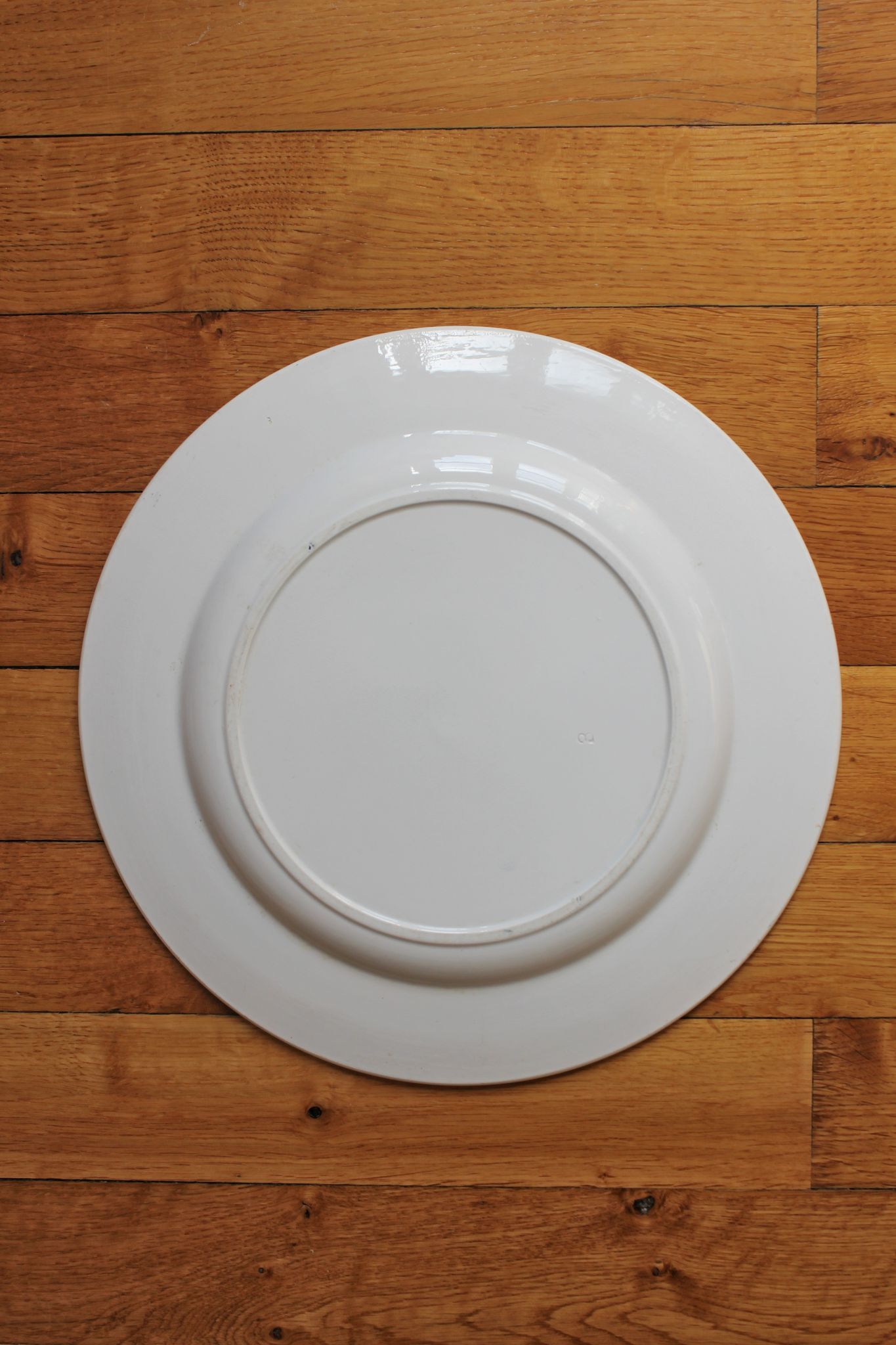 Plat rond en terre de fer décor iris Badonviller