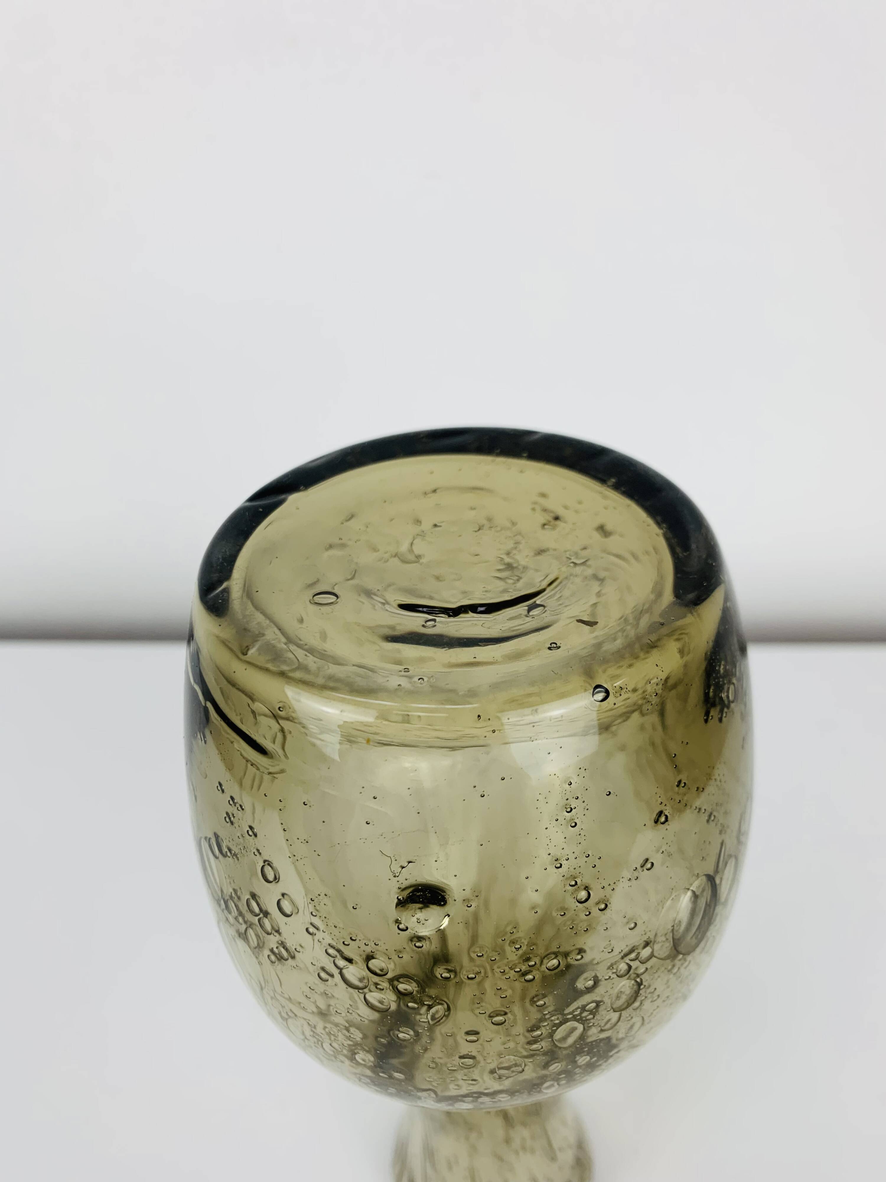 Vintage smoked bubble glass vase