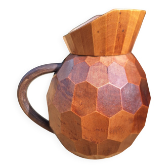 Small faceted wooden pitcher