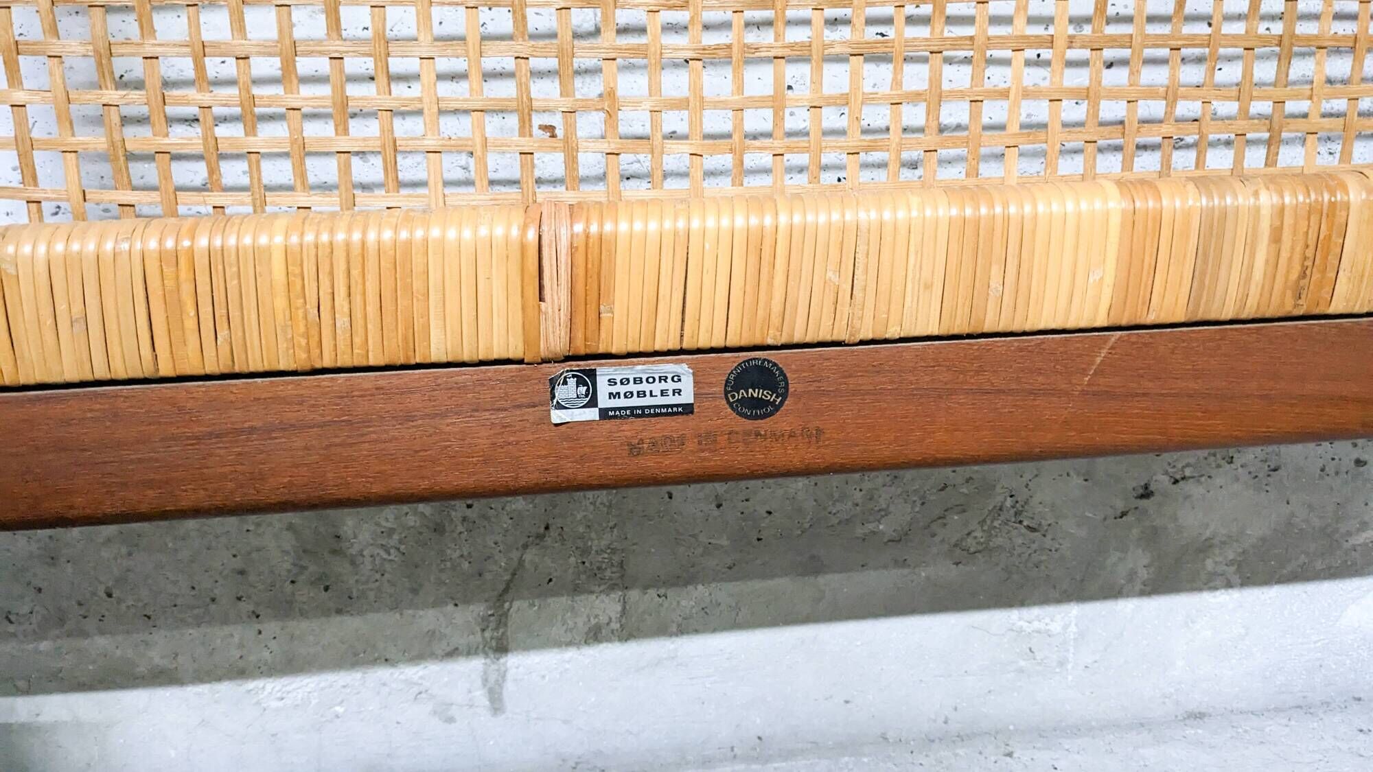 Daybed scandinave design Børge Mogensen pour Soborg Mobelfabrik 1950 's, teck et cannage