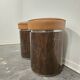 1970s Vintage Wooden Stool – Faux Leather Cushion & Aluminium Trim