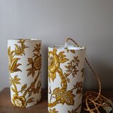 Vintage 1960s floral fabric portable lamp