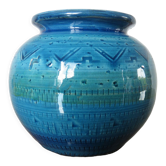 Aldo Londi vase for Bitossi in ceramic Rimini blue