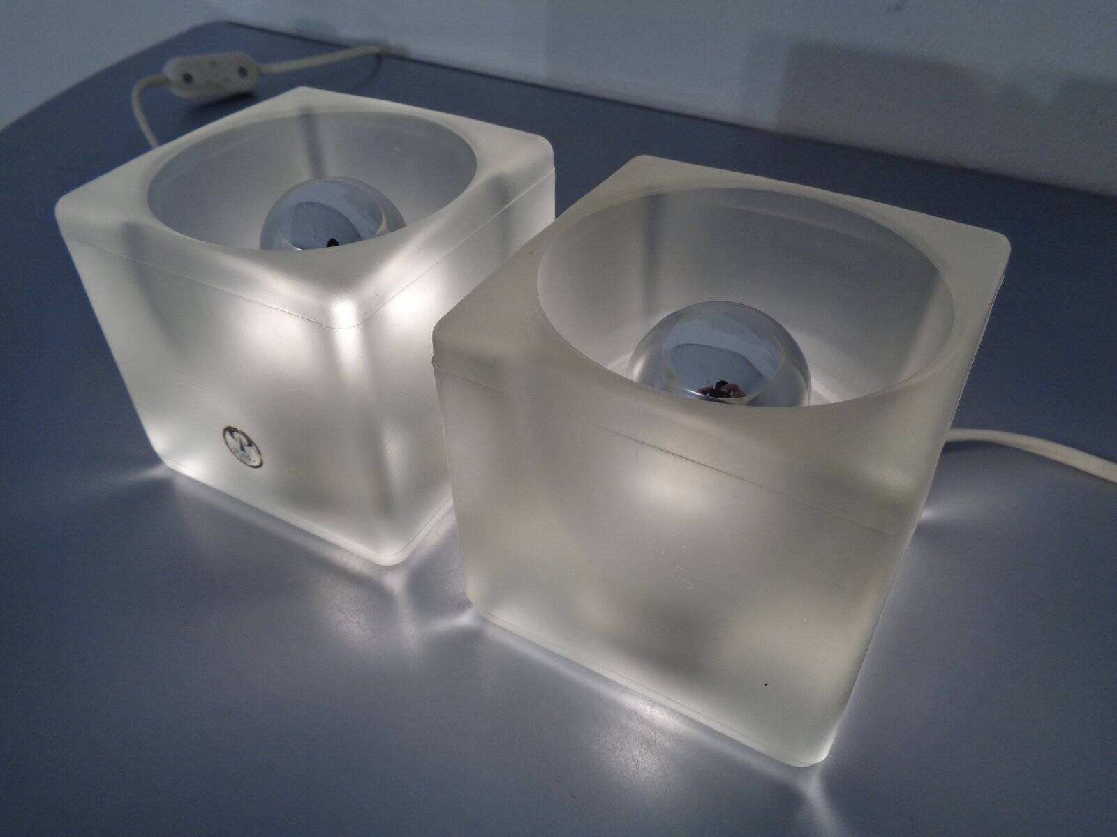 Glass Cube Lamps from Peill & Putzler, 1970s, Set of 2