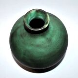 Vintage ceramic vase signed vague - Green glazed terracotta