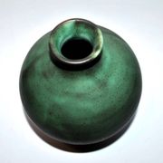 Vintage ceramic vase signed vague - Green glazed terracotta