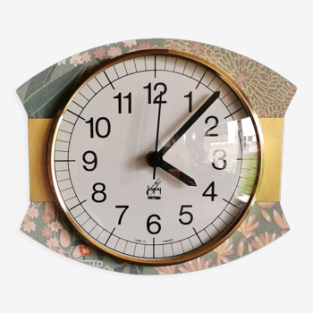 Horloge vintage pendule murale silencieuse années 60 "Japy vert rose"