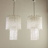 Venini extra large chadeliers attr. to Toni Zuccheri, Italy 1970s. Set of 2