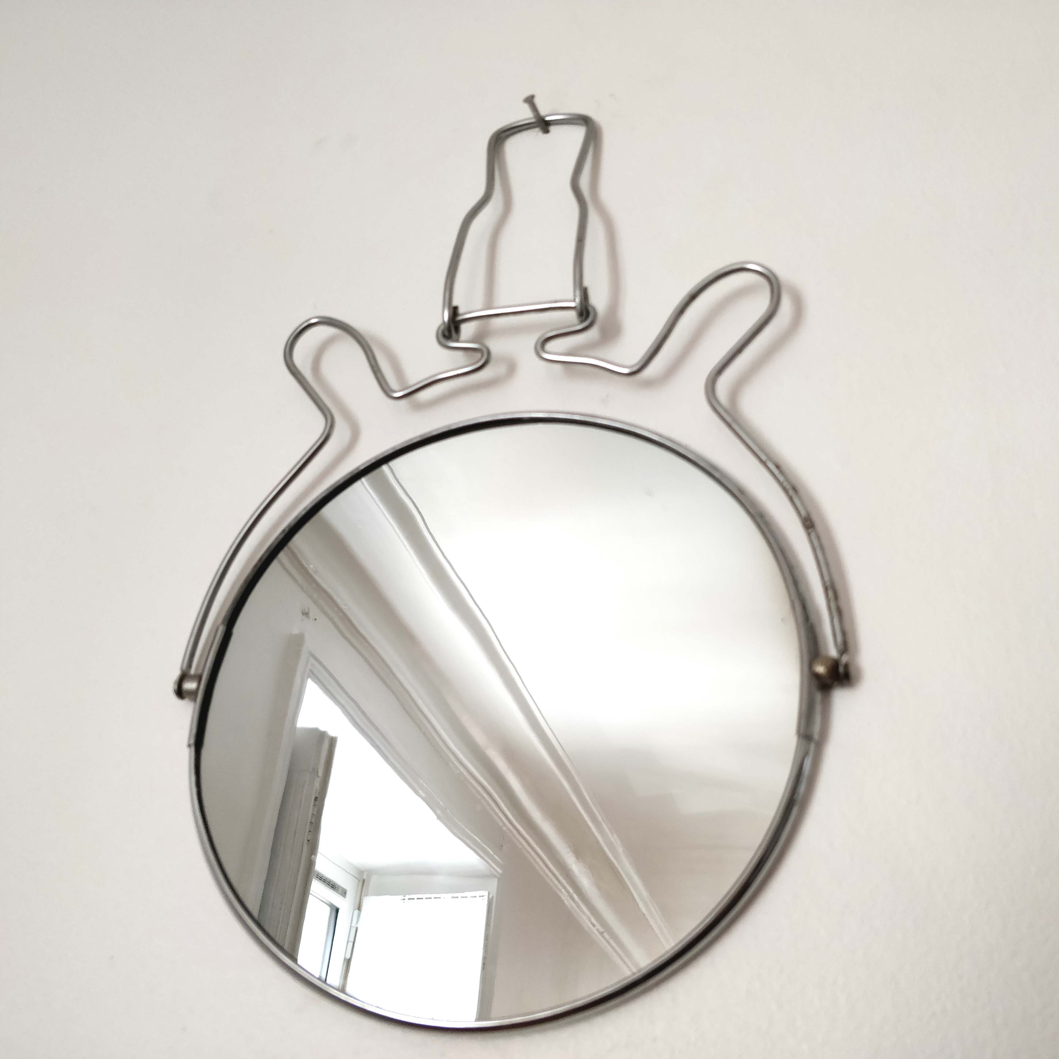 Round mirror barber chinese 17cm 1960