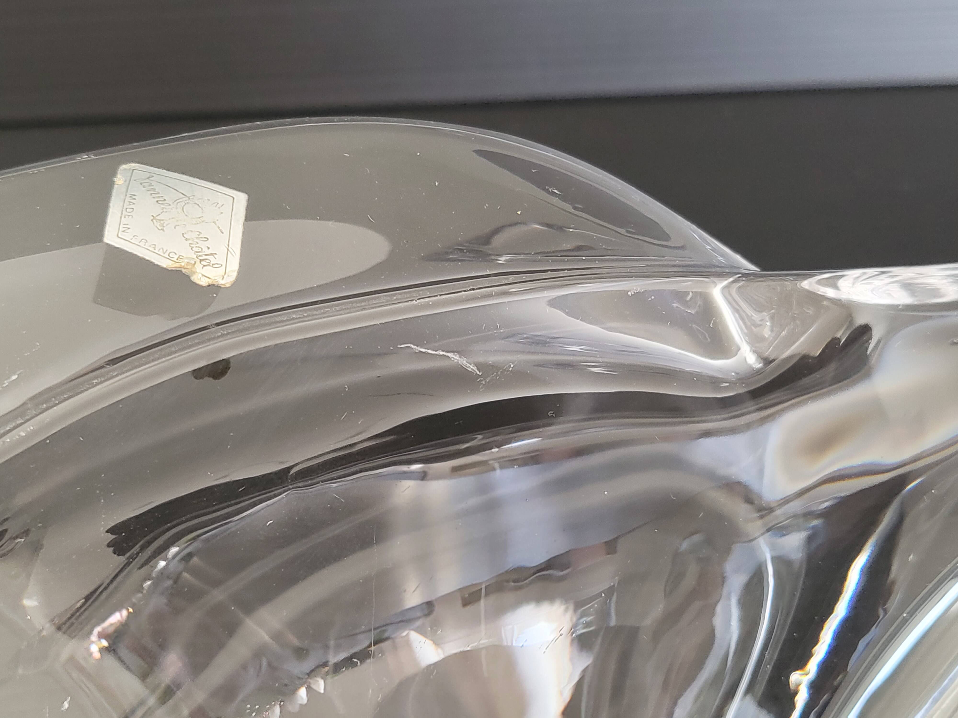 Vintage swan pocket in crystal from Vannes 1970