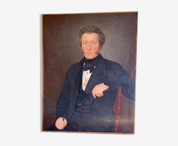 Tableau ancien portrait d’homme signé A Delmére et daté 1845