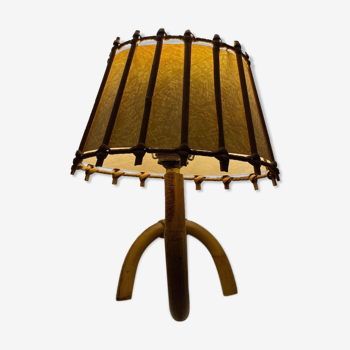 Wall lamp 50's rattan and bamboo