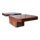 Table basse en bois de bouleau avec bar par Maison Lancel France années 1980