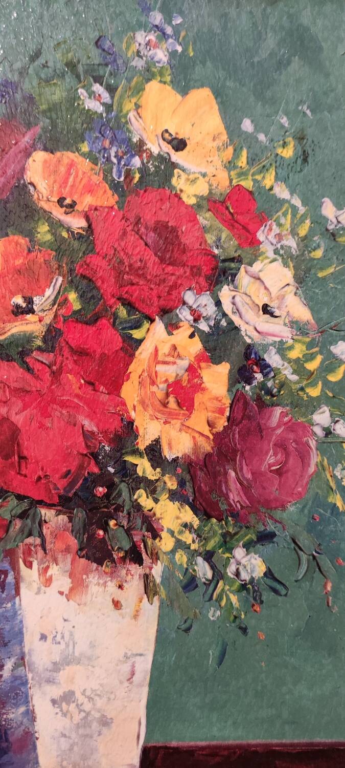 Painting Bouquet of flowers and lemons signed