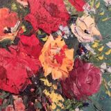 Tableau Bouquet de fleurs et citrons signé