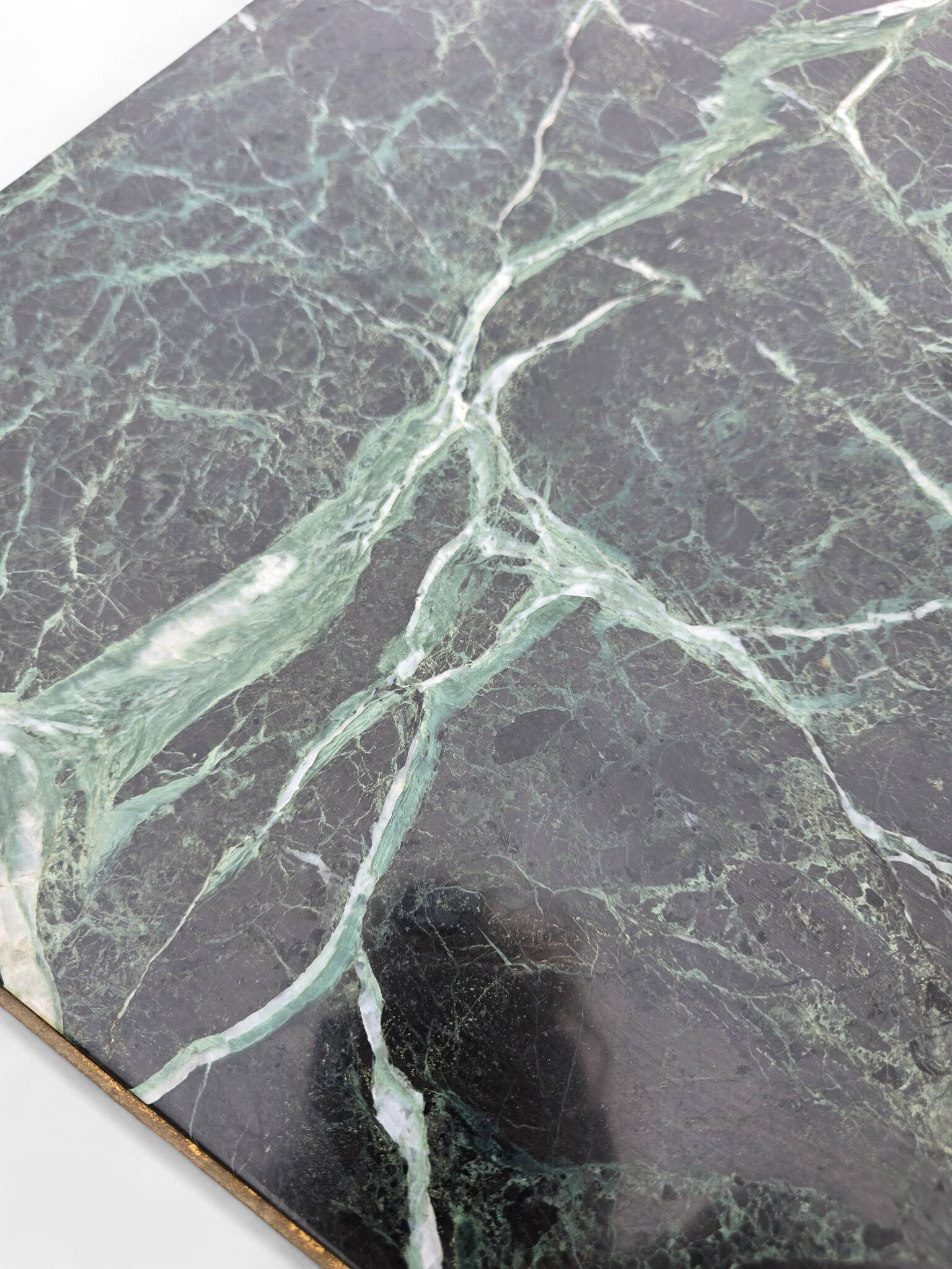 Green marble and brass coffee table