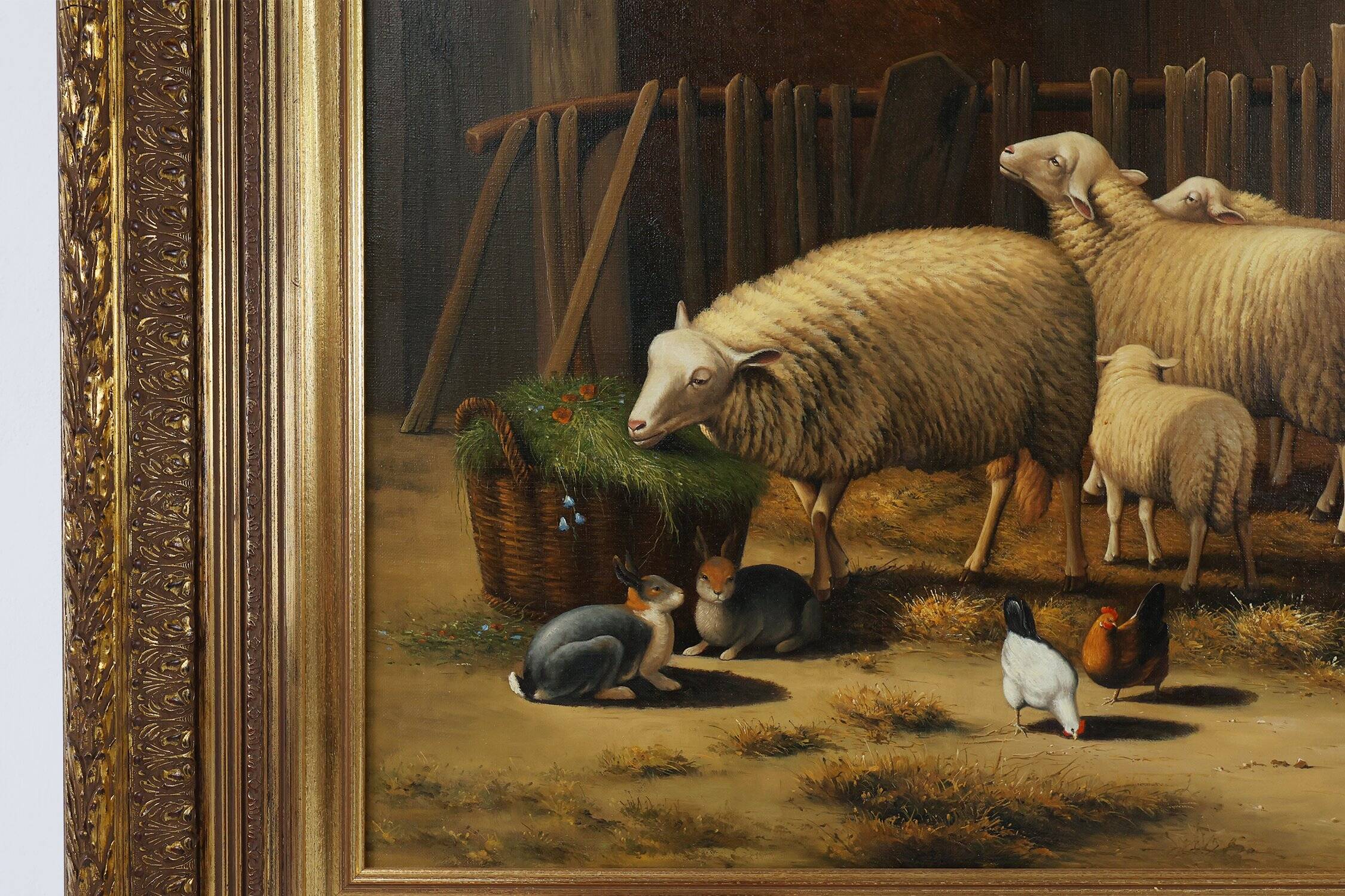 Belgian Artist, Baroque Scene, 1991, Oil on Canvas, Frame