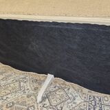 Louis XV style bench sofa in pink fabric and burlap