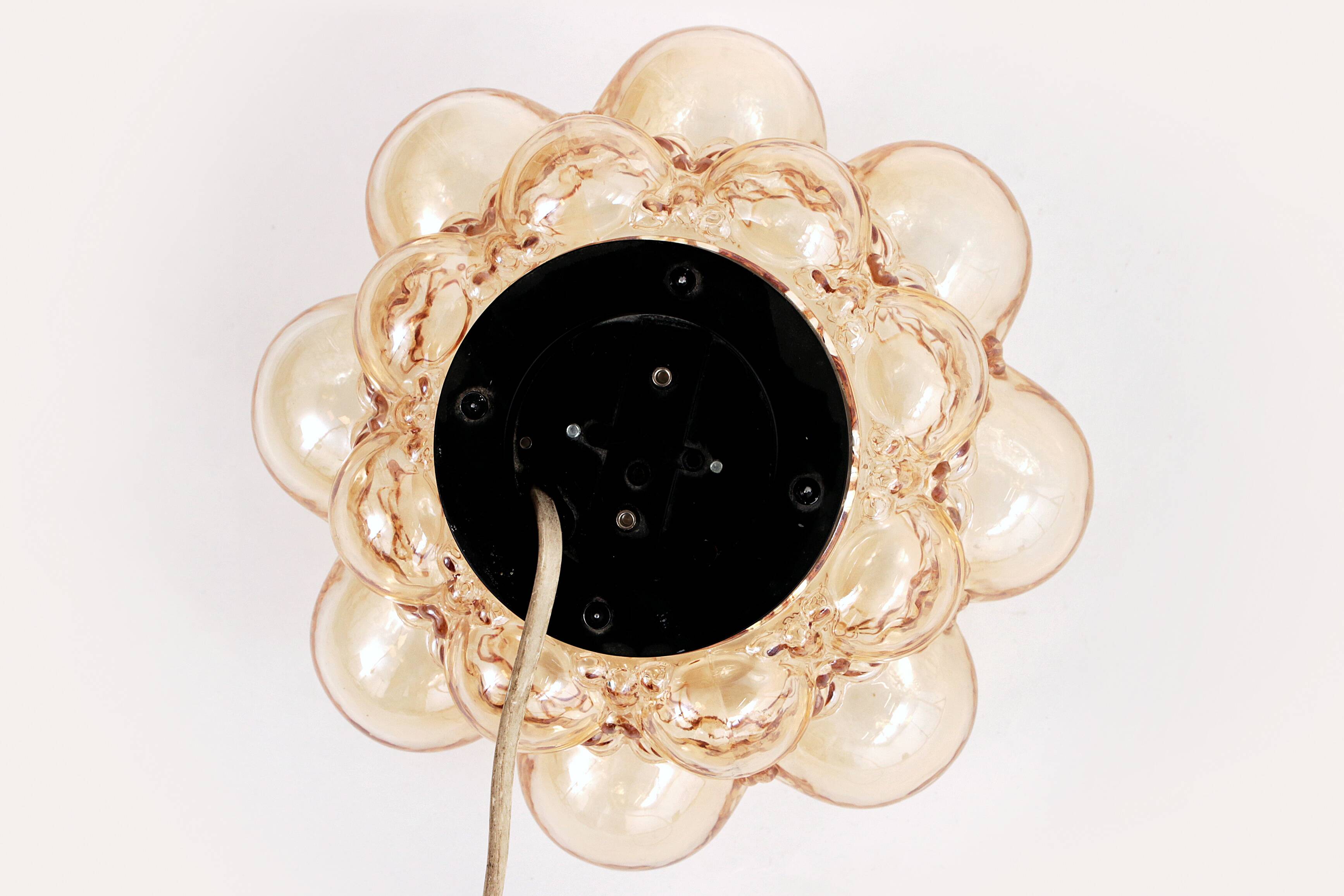 Vintage Amber Bubble Glass Lamp Helena Tynell, 1960