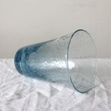 Vintage Biot Light Blue Bubble Blown Glass Vase