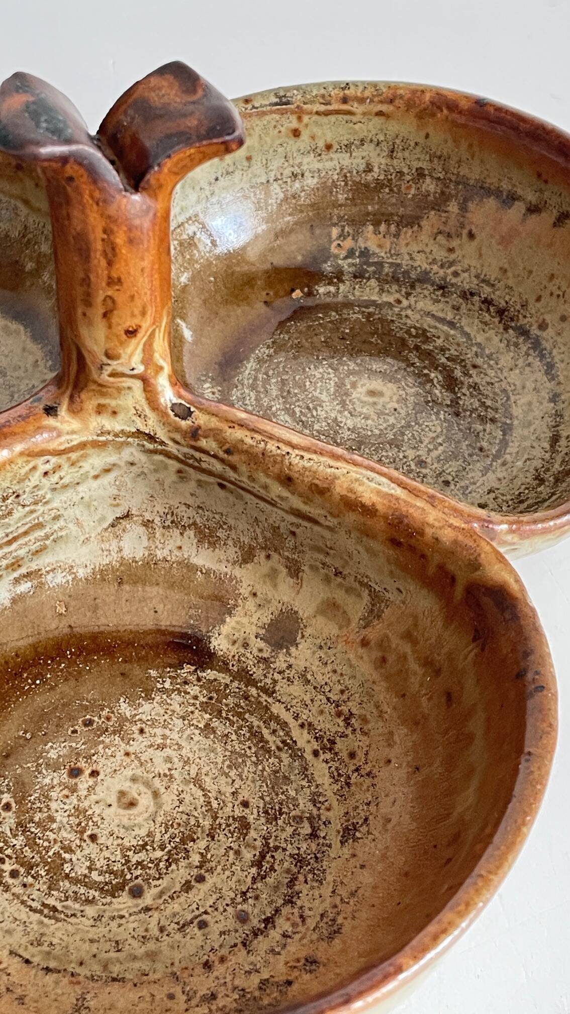 Vintage glazed stoneware appetizer dish