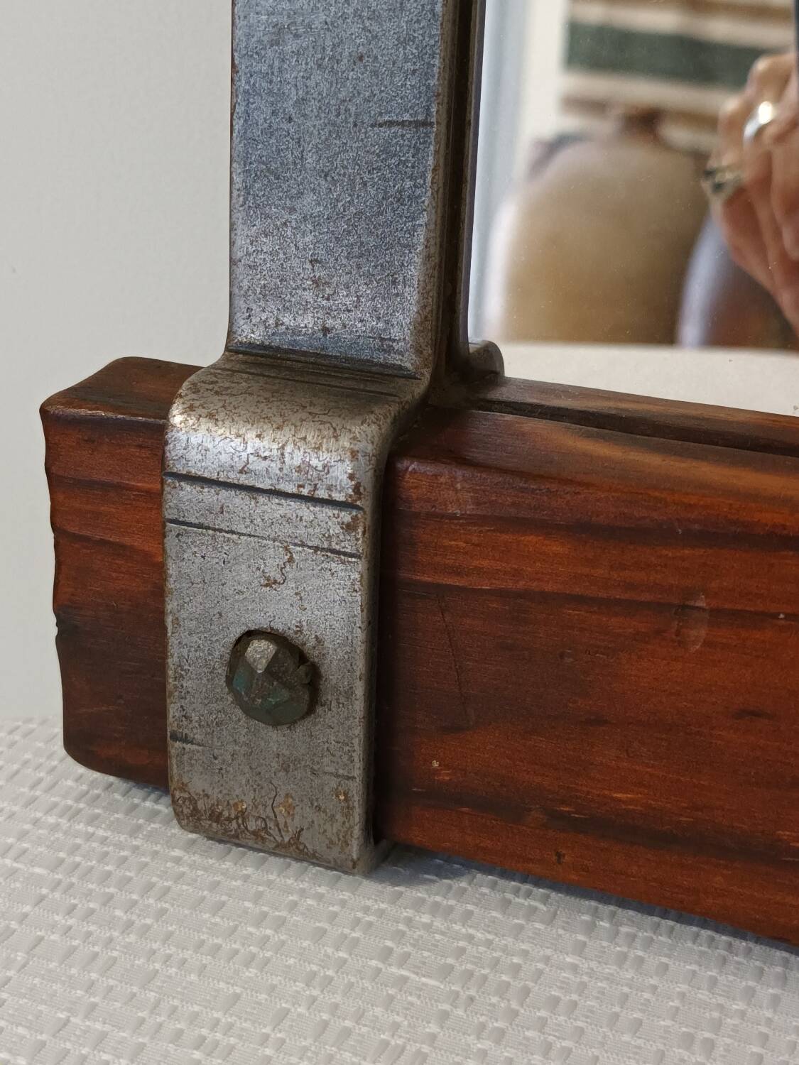 Handcrafted mirror in wood and wrought iron 1950