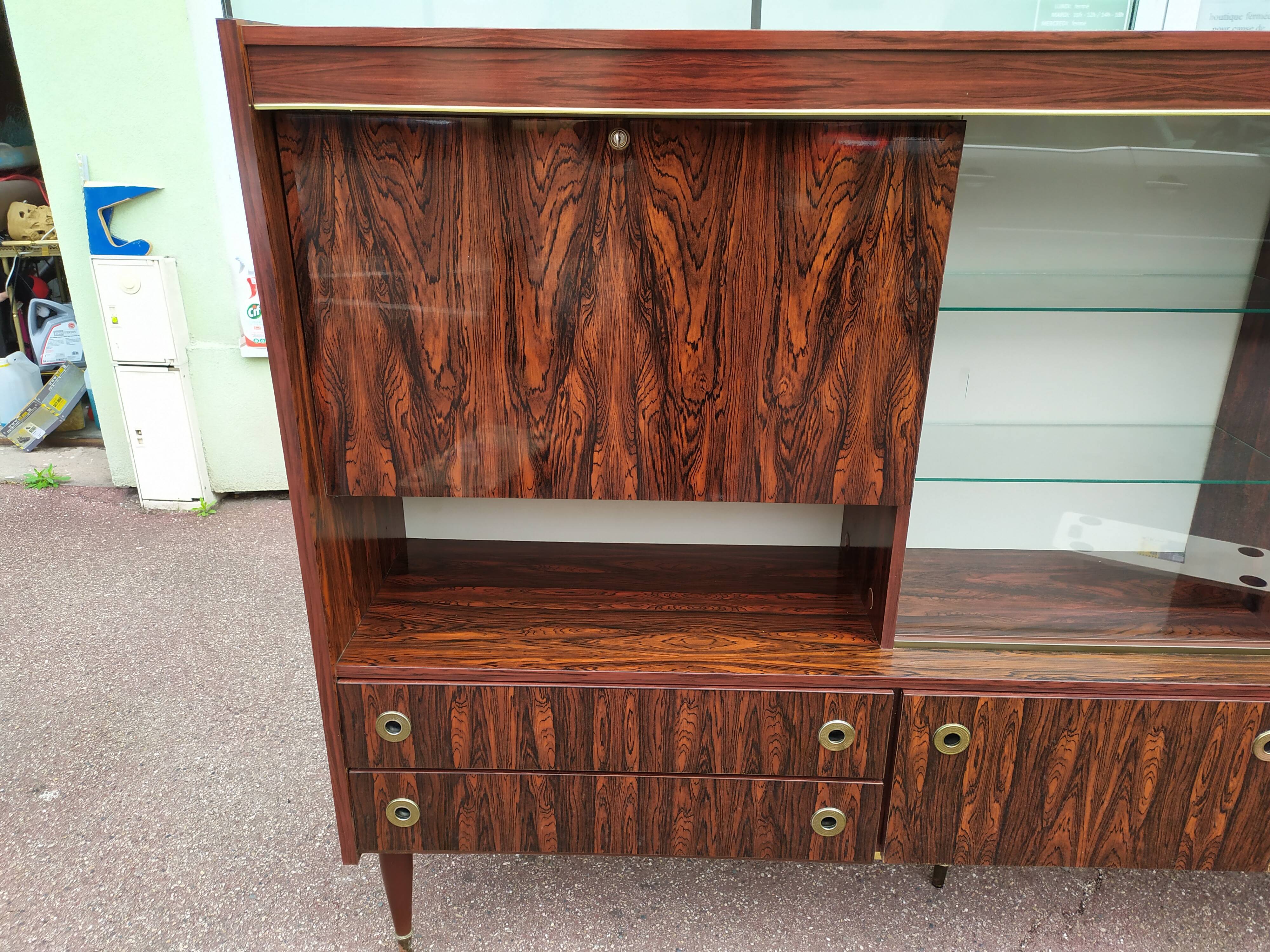 Danish rosewood buffet showcase bar - 1970