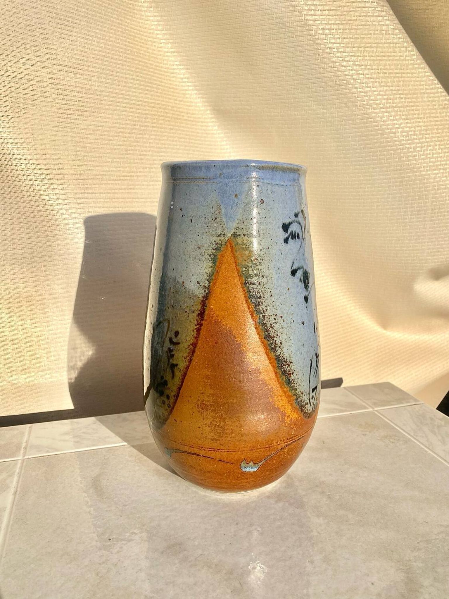 Vintage 60s stoneware vase signed